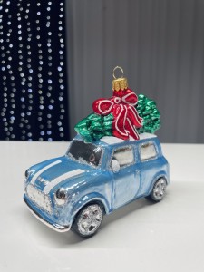 Auto mini z choinką niebieskie